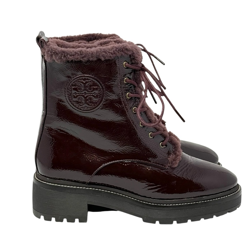 Tory Burch Miller Genuine Shearling Lined Combat Boots - Picture 2 of 4